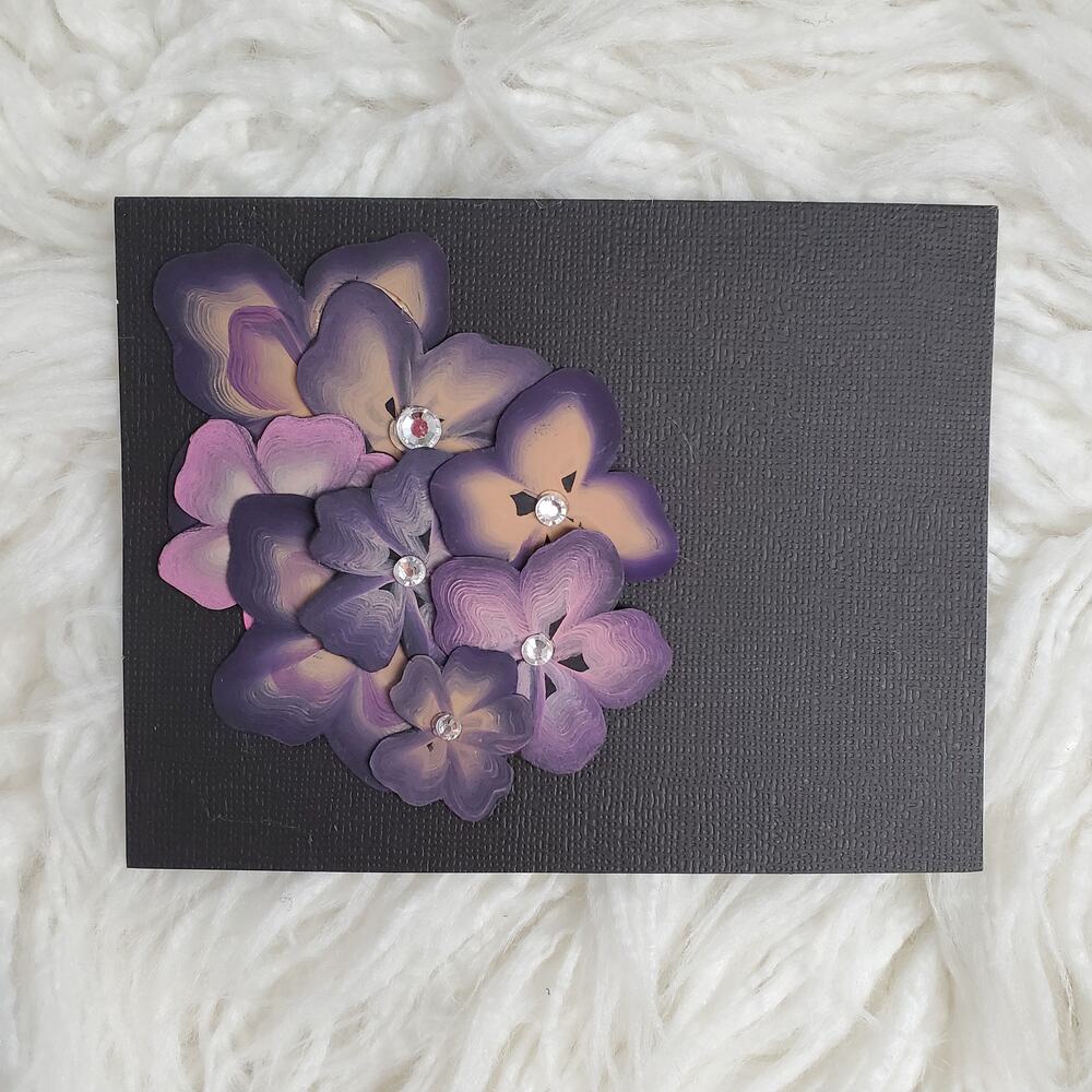 Hand Painted Floral Greeting Card - Black